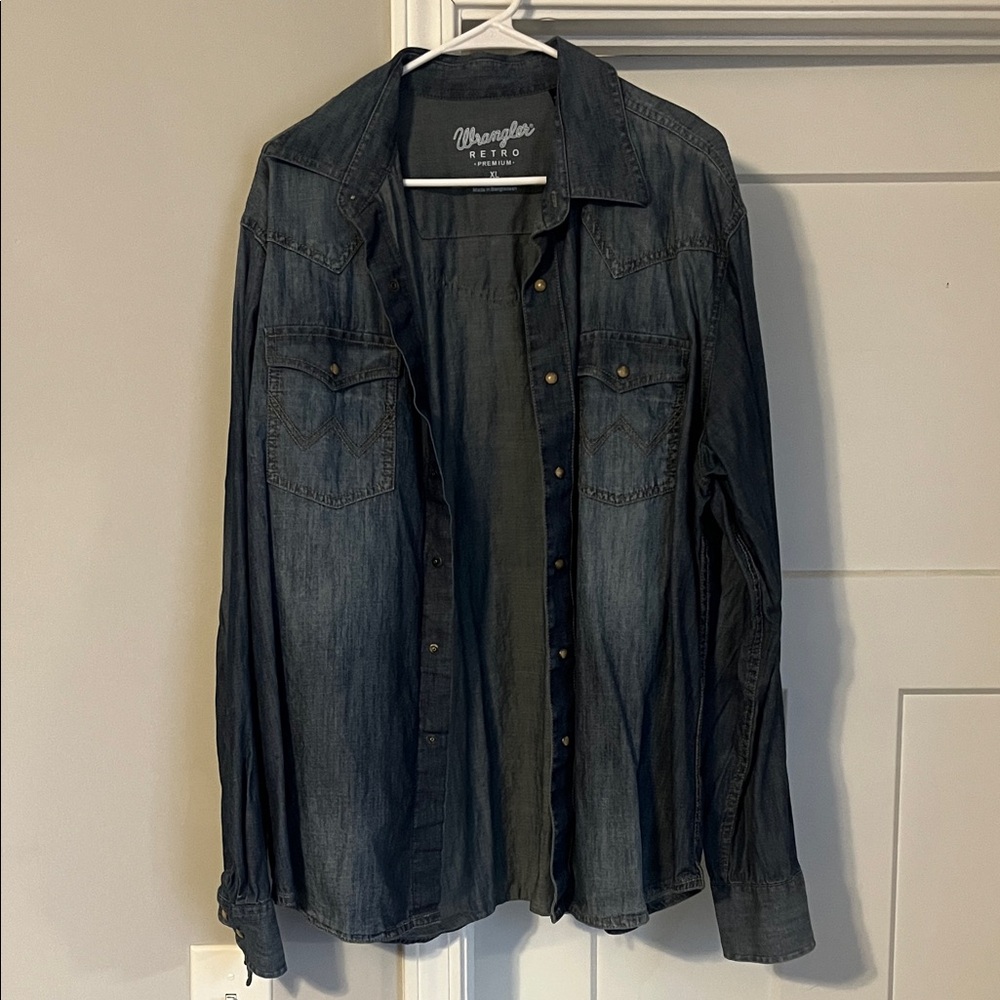 Wrangler Men's Dark Blue Denim Shirt Jacket